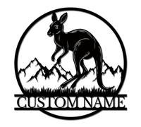 PailideArt Personalized Kangaroo Metal Wall Art, Custom Name with Kangaroo Design, Wildlife Decor for Nursery, Garden and Patio, Home Decor (Style-4)