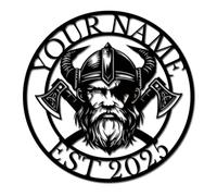 PailideArt Personalized Viking Metal Wall Art - Custom Norse Name Sign for Home & Office - Unique Scandinavian Gift for History Lovers (Style-7)