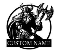 PailideArt Personalized Viking Metal Wall Art - Custom Norse Name Sign for Home & Office - Unique Scandinavian Gift for History Lovers (Style-1)