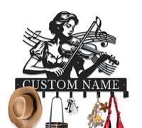 PailideArt Personalized Violin Metal Key Holder, Custom Name Key Rack Wall Mount for Musician Teacher, Unique Music Room Decor for Home, Studio, Practice Room Organization (Style-3)