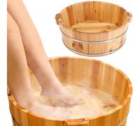 PAILON Wooden Foot Bath Bucket, Pedicure Bowl Foot Spa Massage Pedicure Barrels, Solid Wood Foot Tub for Soaking Feet, Seamless Splicing (1Pcs)