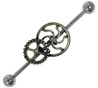 Pain-is-Art Industrial Silver Surgical Steel Earrings, 316L, 1.6mm Thick, 38mm Bar, 5mm Ball, 0.05kg, 1 Pair