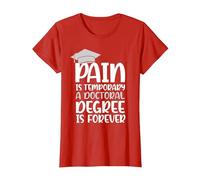 Pain is Temporary a Doctoral Degree is Forever PHD T-Shirt, Women, Red, 3X-Large