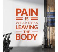 Pain is Weakness Leaving The Body - Gym Motivational Quote Decal Wall Sticker [XLarge] [Orange]