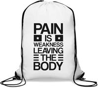 Pain Is Weakness Leaving The Body Gym Sack Casual Drawstring Bag White