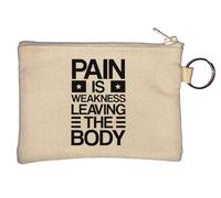 Pain is Weakness Leaving The Body Key Chain Coin Purse Beige