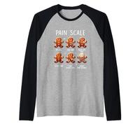 Pain Scale Gingerbread Christmas Nurse Cookies Trauma Nurse Raglan Baseball Tee