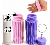 Pain Stim Lip Balm Holder Fidget Toy - Spiky Keychain Compatible with Chapstick - Sensory Grippie for Anxiety, ADHD, Autism - Discreet Stim Toy for Adults (2 Pack)