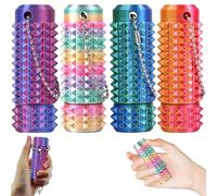 Pain Stimming Fidgets, 4 PCS Little Ouchies Pain Fidget Toys, Sensory Toys for 3D Printed Fidget Toy with Rotatable Bottom, Colorful Pains Stim Fidgets for Girls Spiky Grippie Stim Keychain for 14+