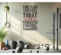 Pain Today Strength Tomorrow Gym Motivational Wall Decal Quote 5 Colour Options (Black/red)