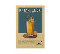 Painkiller Cocktail Poster, Mid Century Modern Painkiller Cocktail Print, Bar Prints, Vintage Rum Wall Decor12x18inch(30x45cm) Unframe