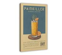 Painkiller Cocktail Poster, Mid Century Modern Painkiller Cocktail Print, Bar Prints, Vintage Rum Wall Decor12x18inch(30x45cm) Frame