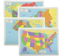 Painless Learning Educational Placemats Sets USA Africa Asia and Europe Maps Non Slip Washable