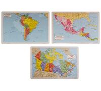 Painless Learning Educational Placemats South America Central America And Canada Maps Set Non Slip Washable