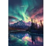 Paint 5D by Numbers for Adults Kits, Aurora is Beautiful Beginners Kids Without Frame DIY Color Oil Painting Acrylic Paints, for Boys Girls Gifts, Home Wall Decor Crafts 90x120cm D0SS-561