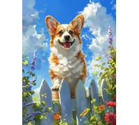 Paint 5D by Numbers for Adults Kits, Cute Corgi Beginners Kids Without Frame Personalised DIY Color Oil Painting Acrylic Paints, for Boys Girls Kids Gifts, Home Wall Decor Crafts 70x90cm D0SS-572
