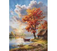 Paint 5D by Numbers for Adults Kits, Maowu Mountain Village Beginners Kids Without Frame DIY Color Oil Painting Acrylic Paints, for Boys Girls Gifts, Home Wall Decor Crafts 50x70cm D0SS-622