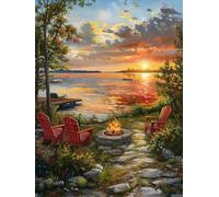 Paint 5D by Numbers for Adults Kits, Sunset Pier Beginners Kids Without Frame Personalised DIY Color Oil Painting Acrylic Paints, for Boys Girls Kids Gifts, Home Wall Decor Crafts 70x90cm D0SS-684