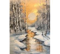 Paint 5D by Numbers for Adults Kits, Sunset Stream Beginners Kids Without Frame Personalised DIY Color Oil Painting Acrylic Paints, for Boys Girls Kids Gifts, Home Wall Decor Crafts 70x90cm D0SS-685