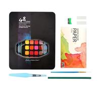 Paint Adult Set, 48 Color Paint Kit, Tinplate Sketch Palette, Travel Art Supplies for Beginners, Professional Artists, Portable Case, Rich Pigments, and Art Projects, 23x18.5x2.5cm