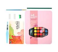 Paint Adult Set, 48 Color Paint Kit, Tinplate Sketch Palette, Travel Art Supplies for Beginners, Professional Artists, Portable Case, Rich Pigments, and Art Projects, 23x18.5x2.5cm