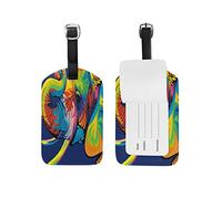 Paint Africa Elephant Luggage Baggage Suitcase Tags Leather ID Label for Travel(2pcs)
