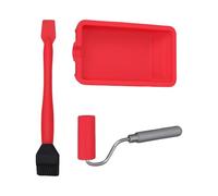 Paint Application Set Silicone Roller with Brush Set with Tray Easy to Clean Silicone Brush for Professional Project Multifunctional Glues Tray