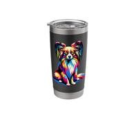 Paint Art Papillon Dog Continental Toy Spaniel Stainless Steel Insulated Tumbler