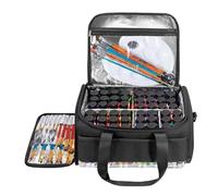 Paint Box Organizer - Large Capacity Oxford Bag Holder With Strap | Large Portable Art Painting Storage Organizer with Extra Brush Pocket | for 60 Fl