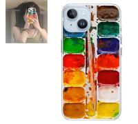 Paint Box Phone Case, Paintbox Paint Palette Phone Case, Watercolor Paints Palette and Paintbrush Creative Clear Protective Cover for iPhone11/12/13/14/15/16/Pro/Pro Max (for 12mini)