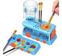 Paint Brush Cleaner, Brush Rinser with Paint Palette and Brush Holder, Press-Button Auto Water Circulation 400ML Artist Basin for Chalk, Watercolor & Calligraphy Brushes (BLUE)