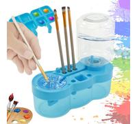 Paint Brush Cleaner for Kids Water Circulation Paint Brush with Drain Paint Water Dispenser with Palette Brush Holder Paint Brush Washer for Acrylic Painting Watercolor Art Supplies(blue)