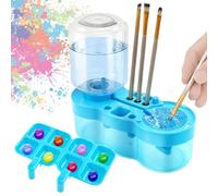 Paint Brush Cleaner for Kids Water Circulation Paint Brush with Drain Paint Water Dispenser with Palette Brush Holder Paint Brush Washer for Acrylic Painting Watercolor Art Supplies(blue)