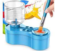 Paint Brush Cleaner, Upgraded 5-in-1 Painting Supplies with Drain and Brush Holder, Water Circulation Paint Brush Cleaner Tool for Acrylic, Watercolor, Water-Based Paints for Adults Artist Kids