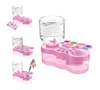 Paint Brush Cleaner with Paint Tray, 2025 Upgraded 3-in-1 Water Circulation Rinser Paintbrush Cleaner with Drain and Brush Holder, Painting Supplies for Acrylic, Watercolor, Water Based Paints Pink