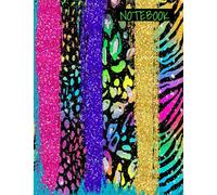 Paint brush leopard, glitter notebook: (8.5"x11") notebook, journal, Lisa Frank inspired