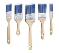 Paint Brush Set for Walls Decorating: 5 Pcs Professional Angled & Flat Paint Brushes with Soft Polyester Bristles and Wooden Handle - for Home Furniture Cabinets Fences and Trim DIY Painting Projects