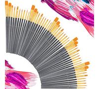 Paint Brush Set, Premium Nylon Hair Brushes for Acrylic Oil Watercolor Painting Artist Professional Painting Kits, Galaxy Black 50 Pcs, 5 Pack