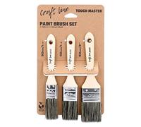 Paint Brush Set TOUGH MASTER with Natural Bristle ECO-Friendly Wooden Handle Professional Paint Brushes No Loss Bristles 3 Brush Pack - 1¼" 1½" 2" Indoor & Outdoor Decorating DIY Painting