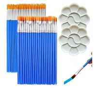 Paint Brushes, 80 PCS Small Paint Brush and 2 PCS Pallet Tray, Flat Paint Brushes for Classroom Watercolor Canvas Face Painting