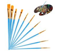 Paint Brushes Kit - 10pcs Detailing Brush Kit For Acrylic Painting | Miniature Detailing And Rock Painting | Face Nail Art | For Acrylic Painting, Art, Oil, Face, Nails, Drawing, Scale Model