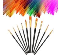 Paint Brushes Set,10Pcs Small Nylon Painting Brushes, Assorted Size Artists Paint Brushes for Acrylic Painting Oil Watercolor Gouache Painting, Adults & Kids Black 7Inch