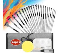Paint Brushes Set: 26 PCS Nylon Paint Brush Sets for Kids Adults Beginners Professional Artist Series with Angled Round Flat Detail Fan Paintbrushes for Acrylic Oil and Watercolor Painting