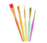 Paint Brushes Set for Kids & Artists | Easy Grip, Premium Quality Bristles | Professional Art Brushes for Oil, Acrylic & Face Painting | 5 Assorted Sizes & Styles | Portable Canvas Craft Brushes