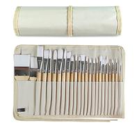 Paint Brushes Set of 24 Pieces Wooden Handles Brushes with Canvas Brush Case, Professional for Oil, Acrylic and Watercolor Painting