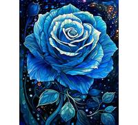 Paint by Number Blue Rose Abstract Flower Scenery DIY Painting On Canvas with Brushes Acrylic Paints Perfect for Paint by Numbers for Adults and Kids Students Beginner 16x20 Inch（without Frame）