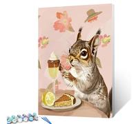 Paint by Number Cute Squirrel DIY Oil Painting Canvas with Brushes Acrylic Paints Squirrels Making Desserts Paint by Numbers for Adults Kids Beginner Home Kitchen Decor16x20Inch Gift (Frameless)