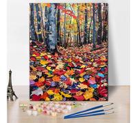 Paint by Number for Adult, Forest Paint by Numbers Kit for Adults, DIY Fallen Leaves Acrylic Painting on Canvas for Home Wall Decor, Maple Leaf Oil Painting for Gift 16"x20"(Frameless)