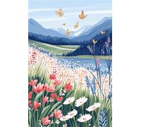 Paint by Number for Adult,Mountain Flower Fields DIY Oil Painting Kits on Canvas for Beginner,with Brushes and Acrylic Pigment,Paint by Numbers Arts and Crafts Kit for Home Decor with Frame,45x60cm