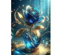 Paint by Number for Adult,Rose Blue Gold DIY Oil Painting Kits on Canvas for Beginner,with Brushes and Acrylic Pigment,Paint by Numbers Arts and Crafts Kit for Home Decor with Frame,30x40cm
